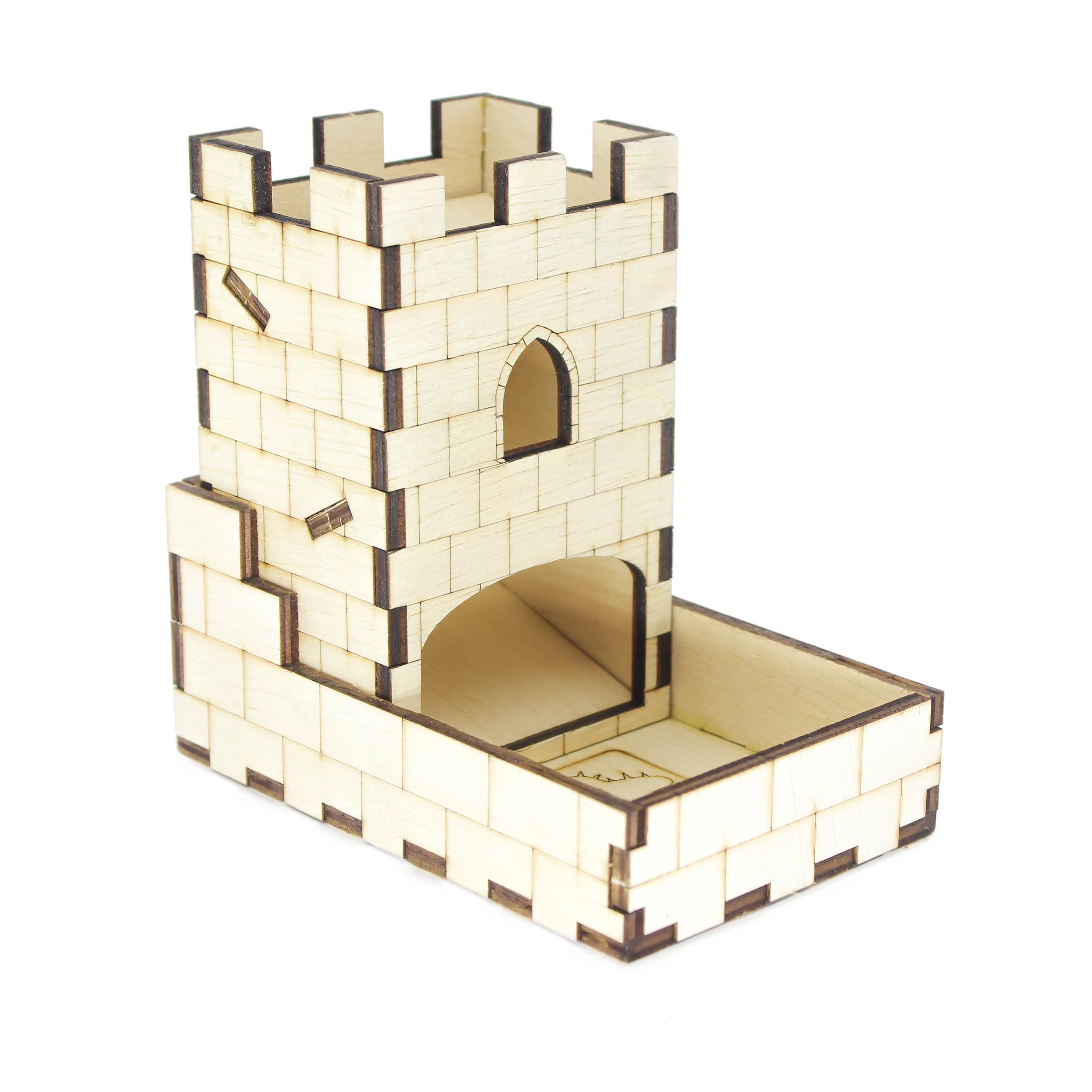 Medieval Dice Tower and Tray | Laser-Engraved (Wood) | RPG DnD Accessory | Gaming gift Supporting Image 2