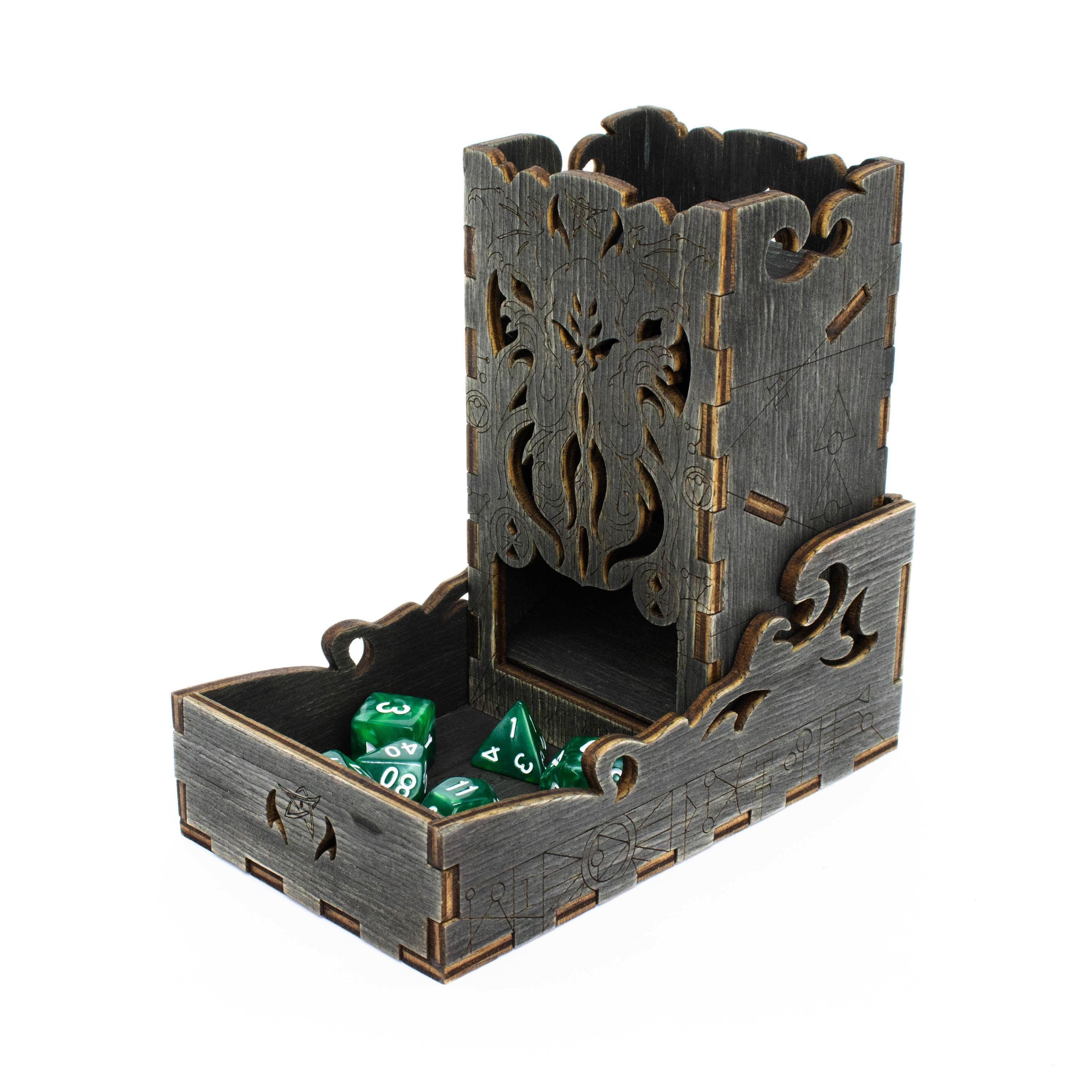 Cthulhu Dice Tower and Tray | Laser-Engraved (Wood) | Arkham Horror DnD RPG Accessory | Gaming gift Supporting Image 14