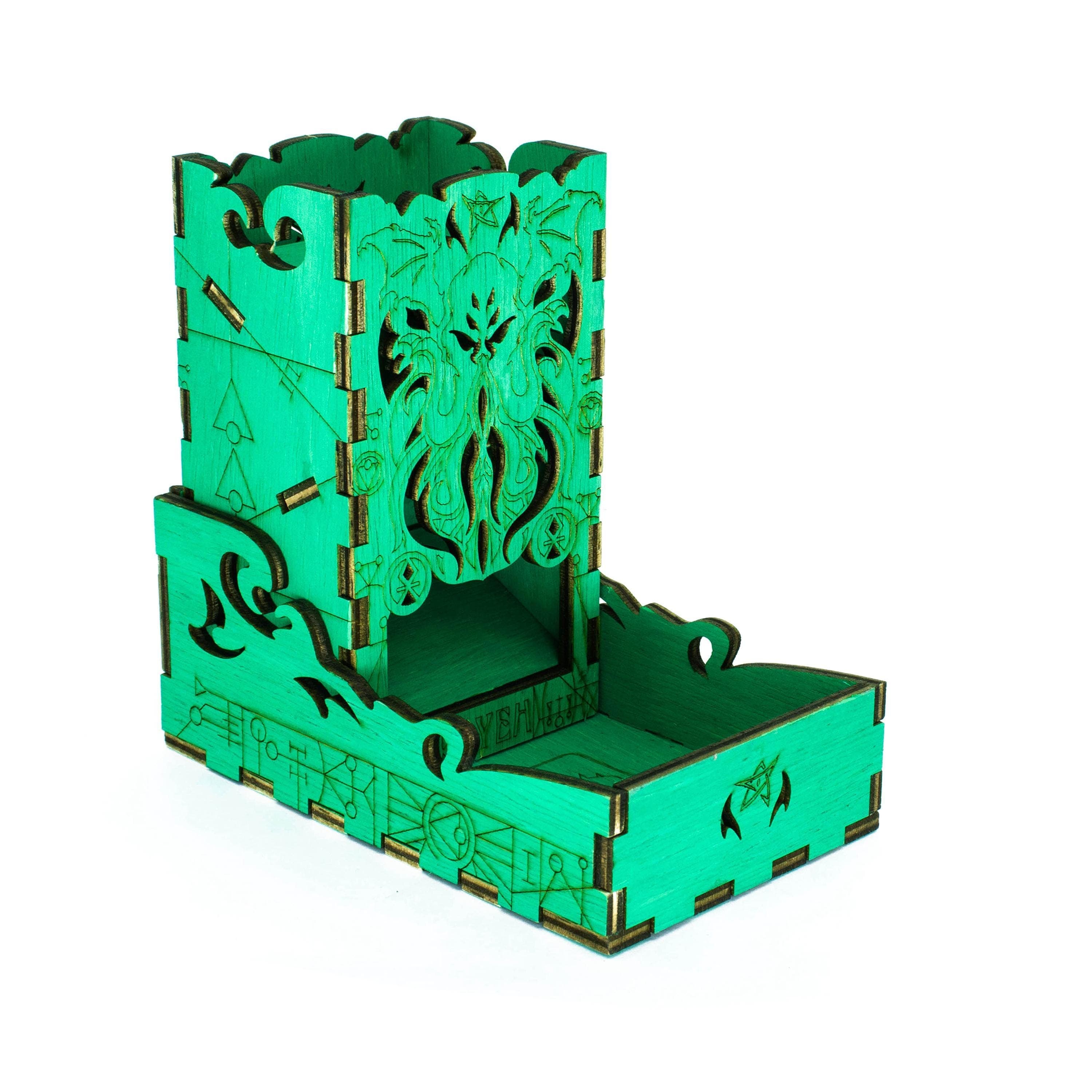 Cthulhu Dice Tower and Tray | Laser-Engraved (Wood) | Arkham Horror DnD RPG Accessory | Gaming gift Supporting Image 7