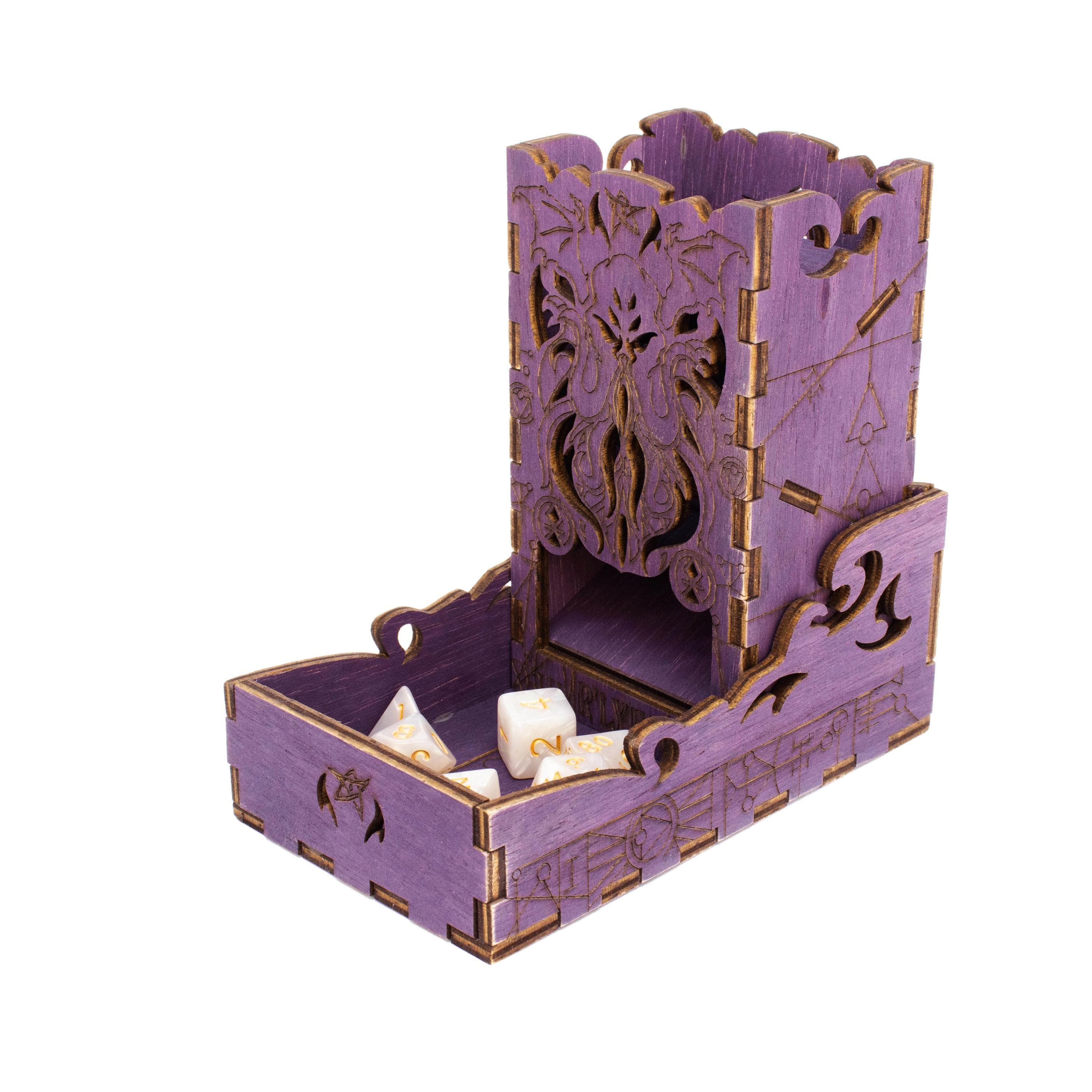 Cthulhu Dice Tower and Tray | Laser-Engraved (Wood) | Arkham Horror DnD RPG Accessory | Gaming gift Supporting Image 11