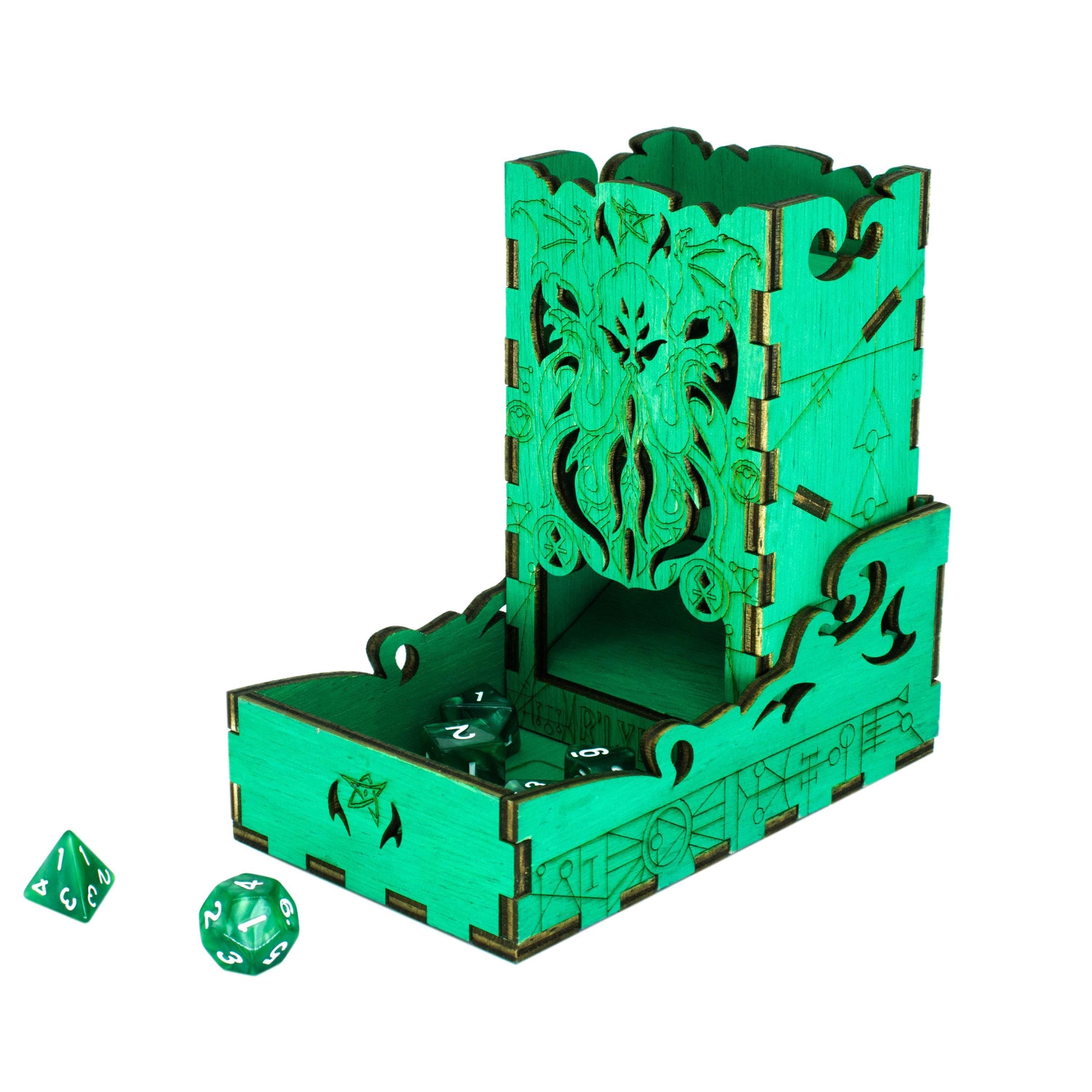 Cthulhu Dice Tower and Tray | Laser-Engraved (Wood) | Arkham Horror DnD RPG Accessory | Gaming gift Supporting Image 8